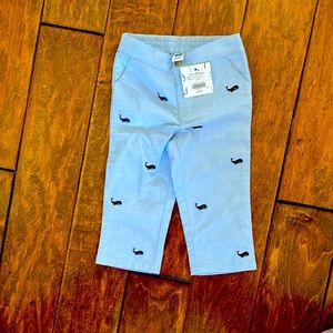 Janie and Jack blue linen pant with whale design. New with tag 12-18 month